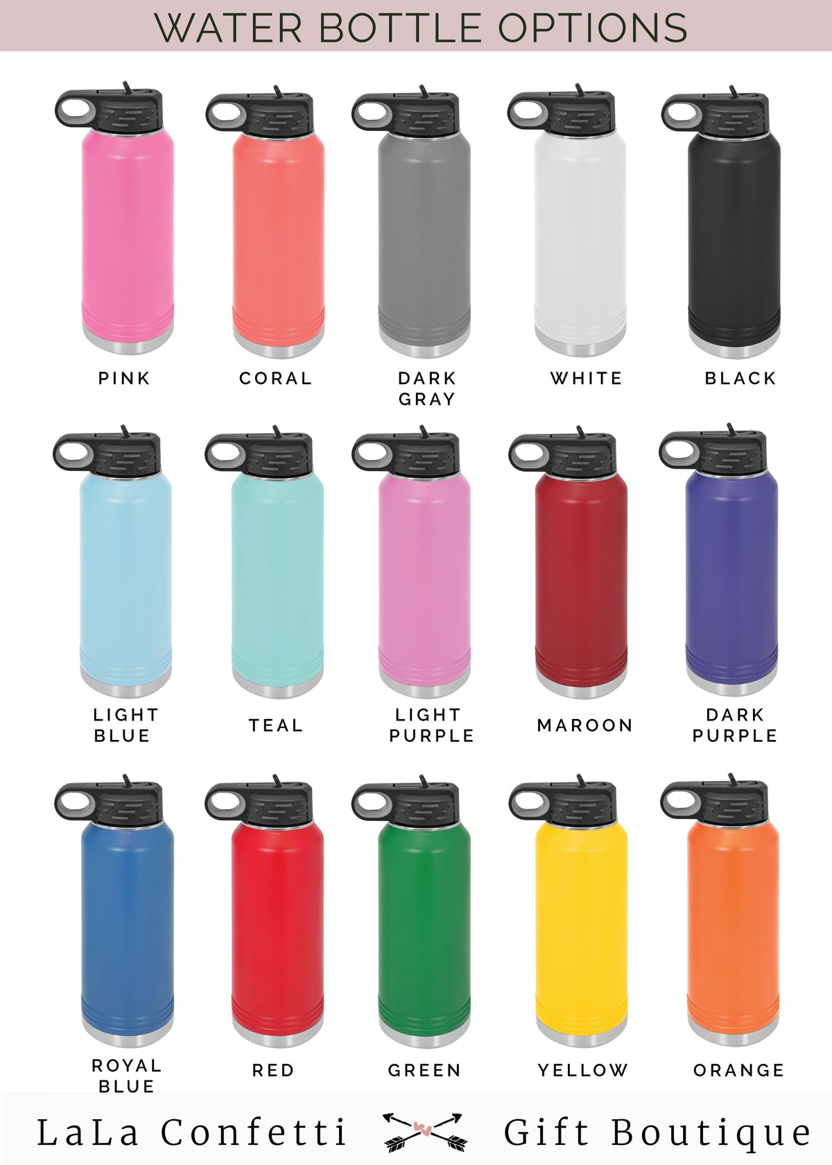 Large Personalized Water Bottles with Flip Top