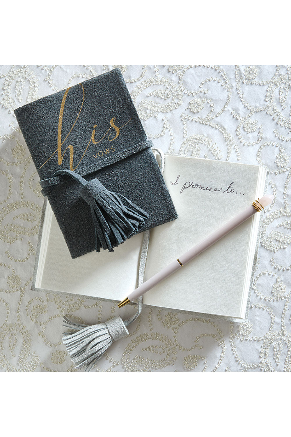 His &amp; Hers Suede Leather Wedding Vow Books