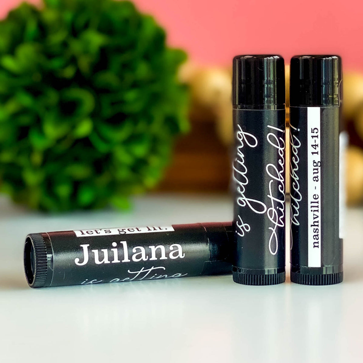 Bachelorette Lip Balm Favors - Getting Hitched